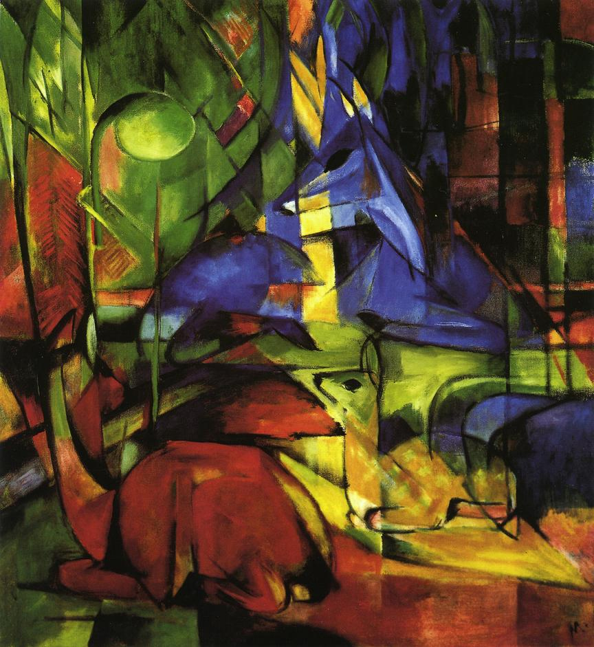 (image for) Handmade oil painting Copy paintings of famous artists Franz Marc's art Deer in the Forest II 1914